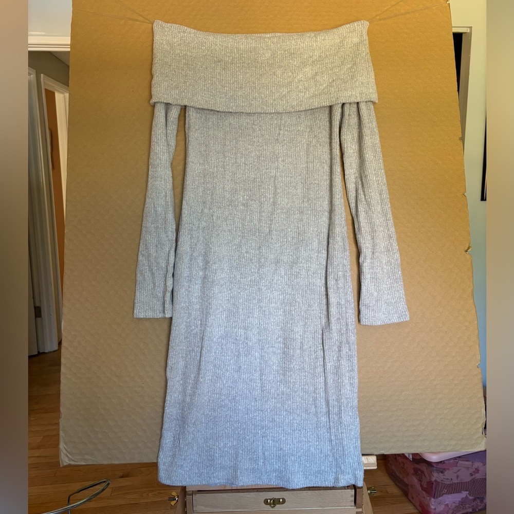 NWT Off the Shoulder Gray Bodycon Dress size S